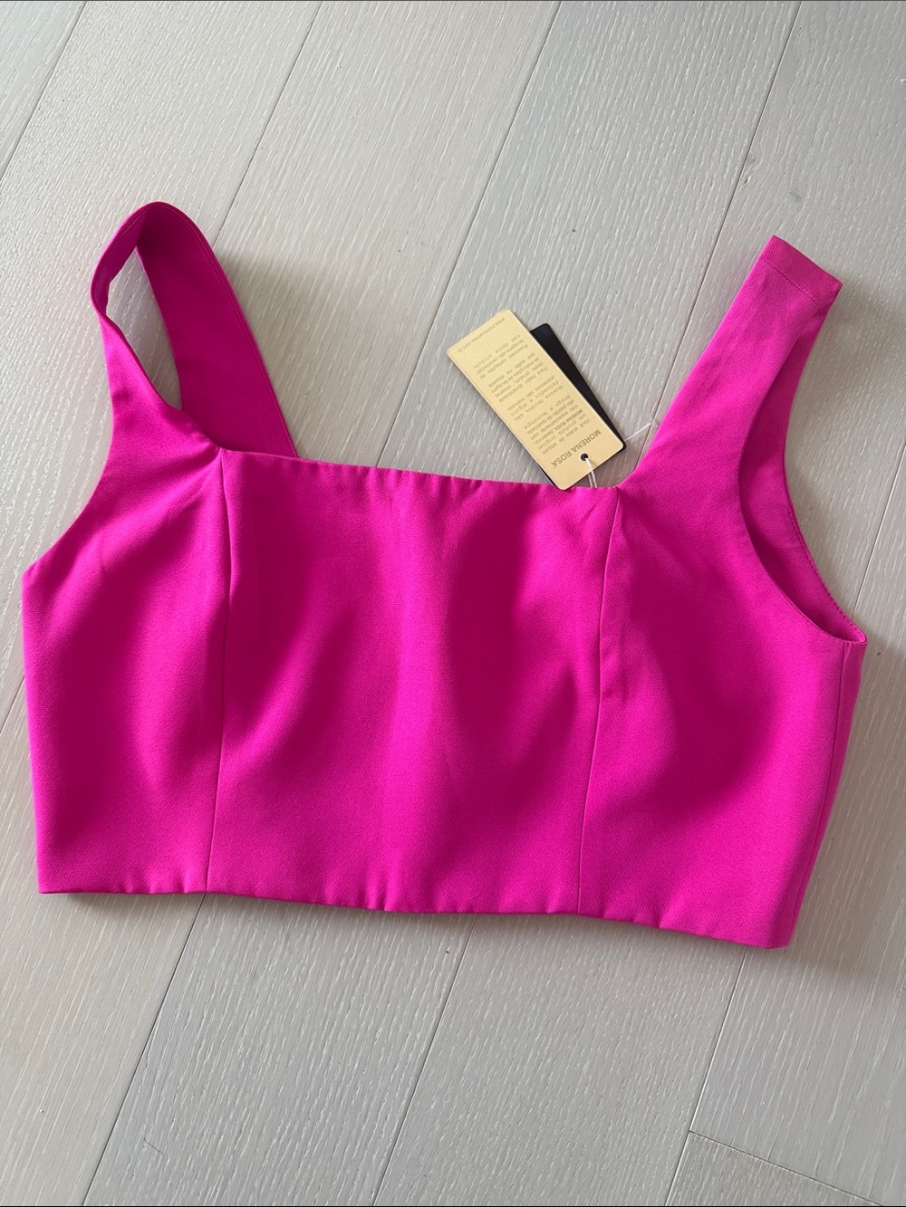 Square Neck Crop Top in Fuchsia Pink